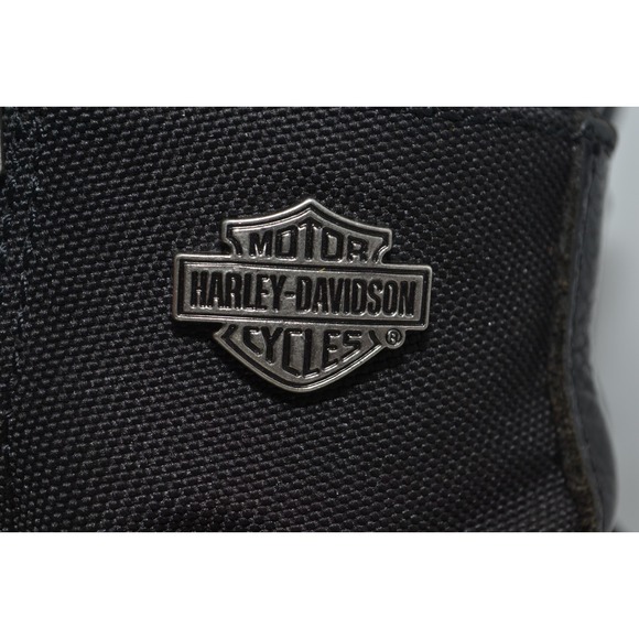 Harley Davidson Biker Boots Mens 9.5 Black 95138 Leather Cap Toe Zip Up/ Lace Up - Picture 4 of 12
